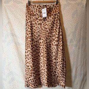Free People Leopard Print A-Line Midi Skirt - Brown/Beige